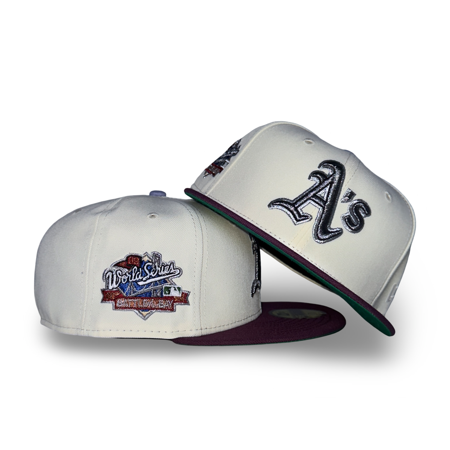Oakland Athletics "BAY CONNECT" Exclusive New Era 59Fifty Fitted Hat - Chrome/Plum