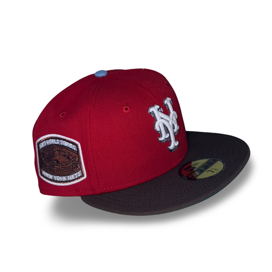 New York Mets "BRICKS & STONE" Exclusive New Era 59Fifty Fitted Hat - Scarlet/Walnut