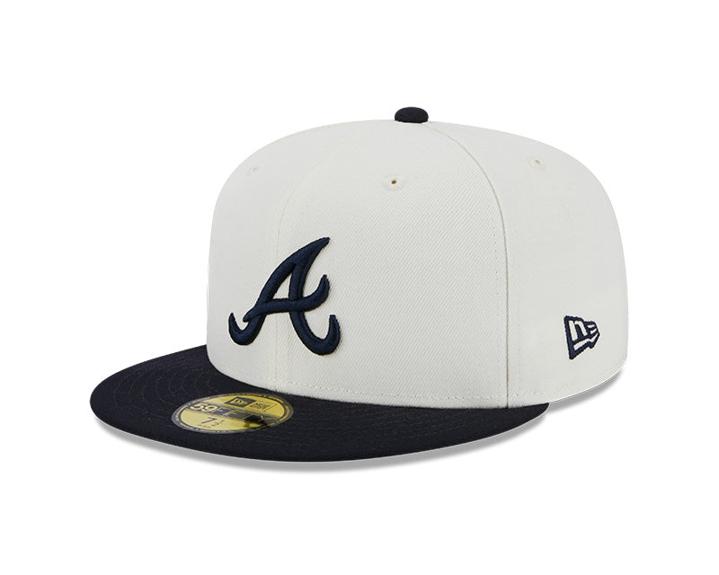 Atlanta Braves 1995 WORLD SERIES Exclusive New Era RETRO 59FIFTY Fitted Hat - Chrome/Navy