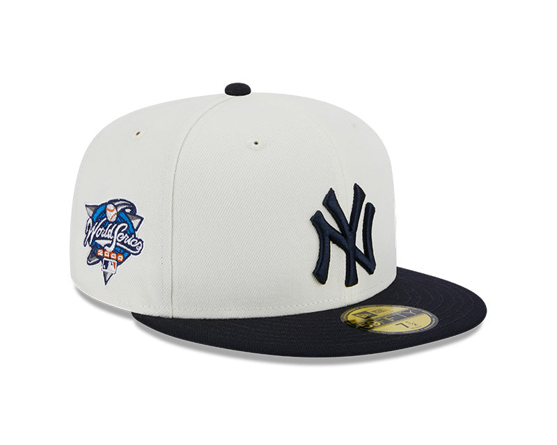 New York Yankees 2000 WORLD SERIES Exclusive New Era RETRO 59FIFTY Fitted Hat - Chrome/Navy