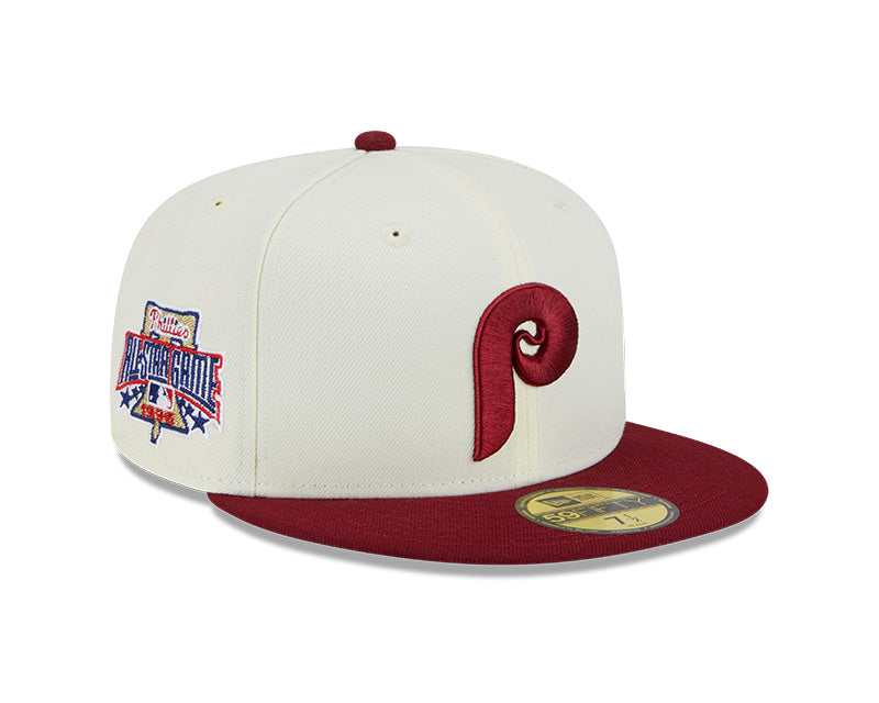 Philadelphia Phillies 1996 ALL-STAR GAME Exclusive New Era RETRO 59FIFTY Fitted Hat - Chrome/Maroon