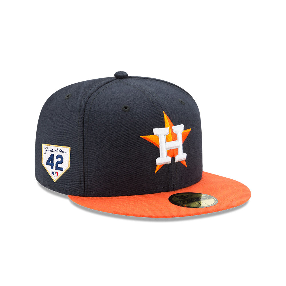 Houston Astros Road New Era 2024 Jackie Robinson Day 59FIFTY Fitted Hat - Navy/Orange