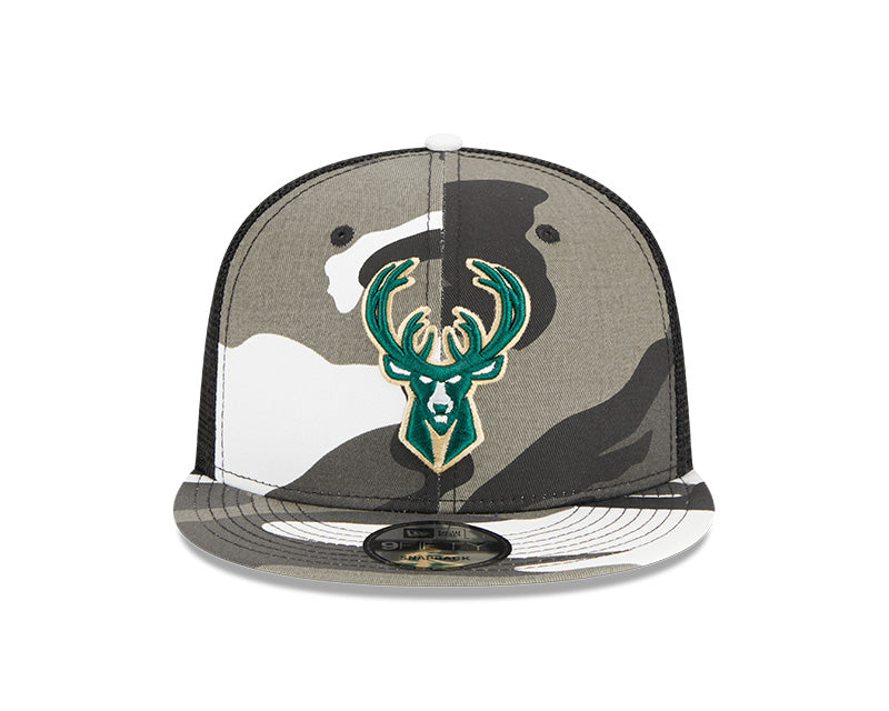 Milwaukee Bucks New Era URBAN CAMO Mesh Trucker 9FIFTY Snapback Hat - Camo