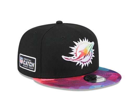 Miami Dolphins New Era 2023 NFL Crucial Catch 9Fifty Snapback Hat - Black/Pink