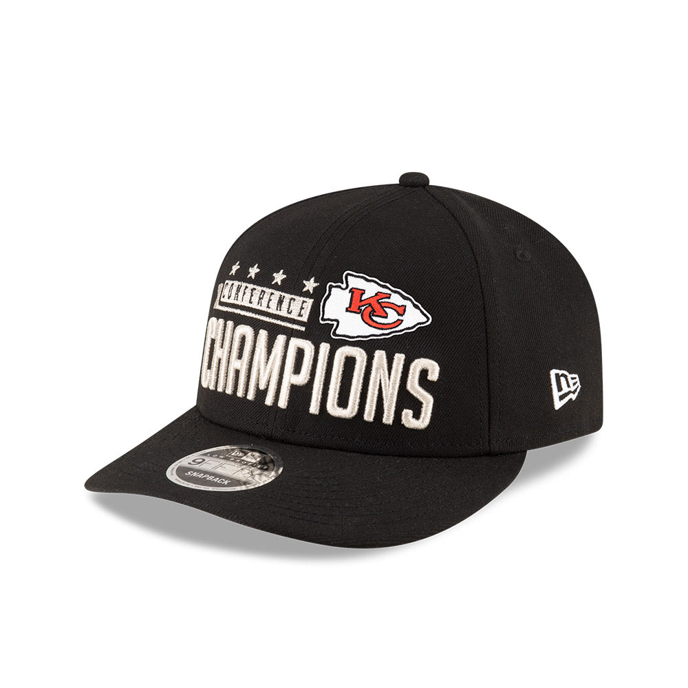 Kansas City Chiefs New Era 2023 AFC Champions Locker Room Low Profile 9FIFTY Snapback Hat - Black