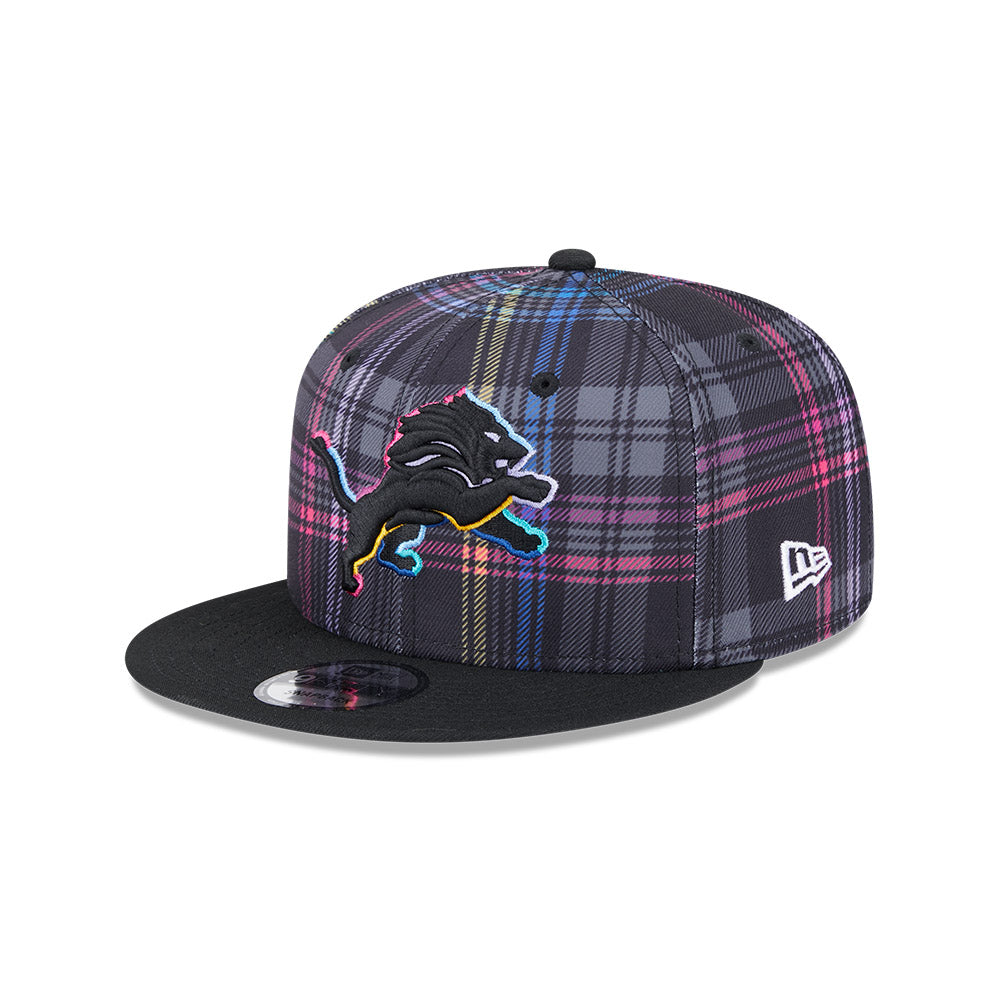 Detroit Lions New Era 2024 NFL Crucial Catch Plaid 9Fifty Snapback Hat - Black/Pink