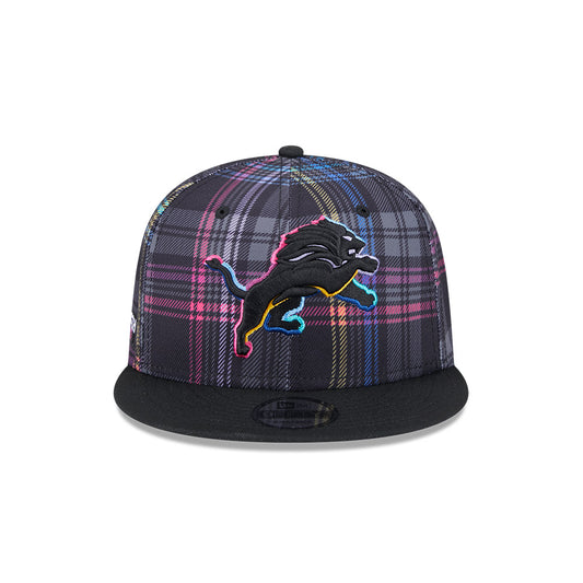 Detroit Lions New Era 2024 NFL Crucial Catch Plaid 9Fifty Snapback Hat - Black/Pink