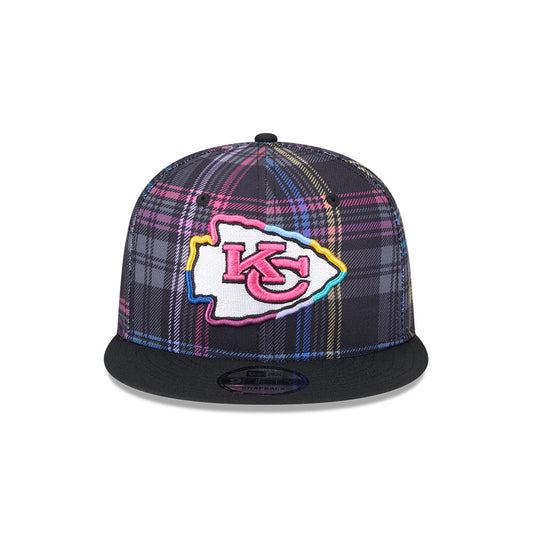 Kansas City Chiefs New Era 2024 NFL Crucial Catch Plaid 9Fifty Snapback Hat - Black/Pink