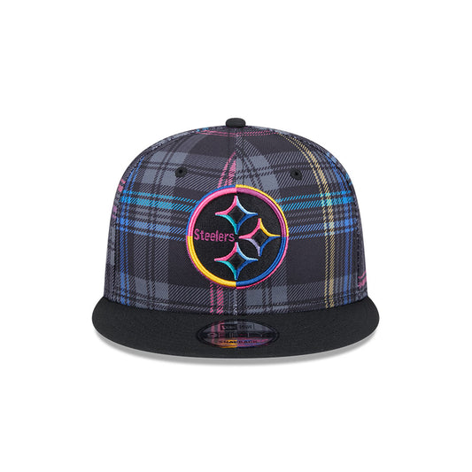 Pittsburgh Steelers New Era 2024 NFL Crucial Catch Plaid 9Fifty Snapback Hat - Black/Pink
