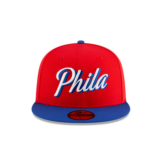 Philadelphia 76ers New Era Jersey Hook Statement Edition 59Fifty Fitted Hat - Red/Blue