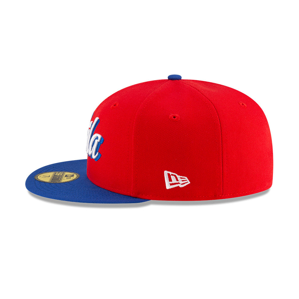 Philadelphia 76ers New Era Jersey Hook Statement Edition 59Fifty Fitted Hat - Red/Blue