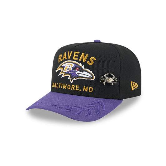 Baltimore Ravens New Era 2025 NFL Draft On Stage A-Frame 59FIFTY Fitted Hat - Black/Purple