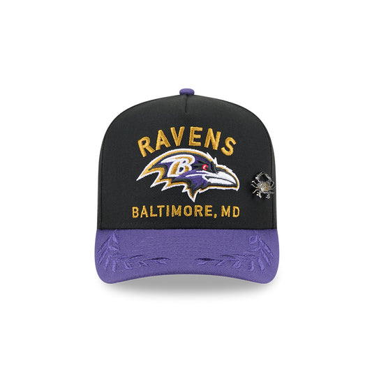 Baltimore Ravens New Era 2025 NFL Draft On Stage A-Frame 59FIFTY Fitted Hat - Black/Purple