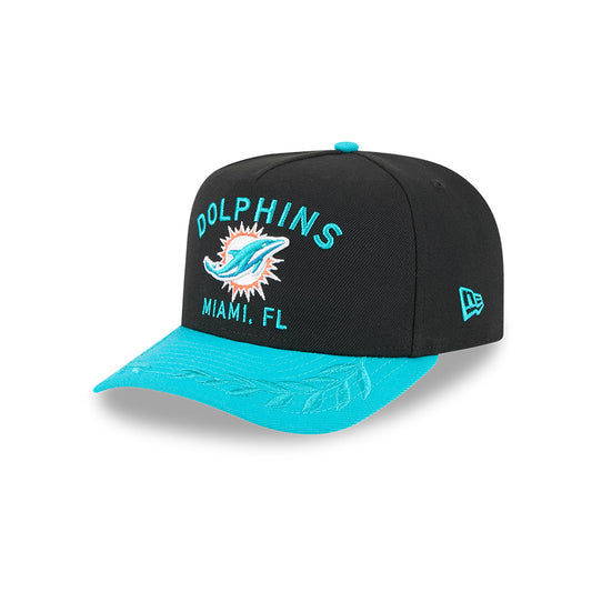 Miami Dolphins New Era 2025 NFL Draft A-Frame 9FIFTY Snapback Hat - Black/Aqua