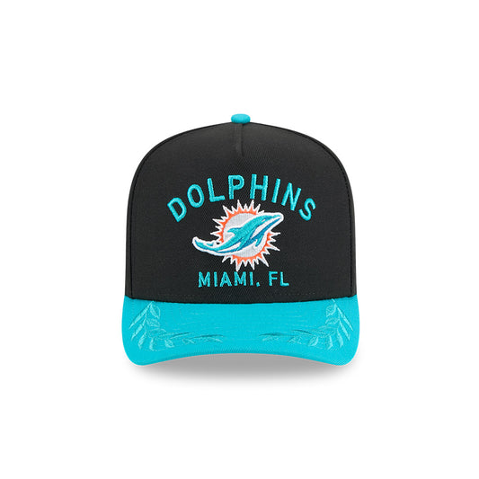 Miami Dolphins New Era 2025 NFL Draft A-Frame 9FIFTY Snapback Hat - Black/Aqua