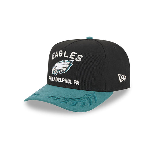 Philadelphia Eagles New Era 2025 NFL Draft A-Frame 9FIFTY Snapback Hat - Black/Green