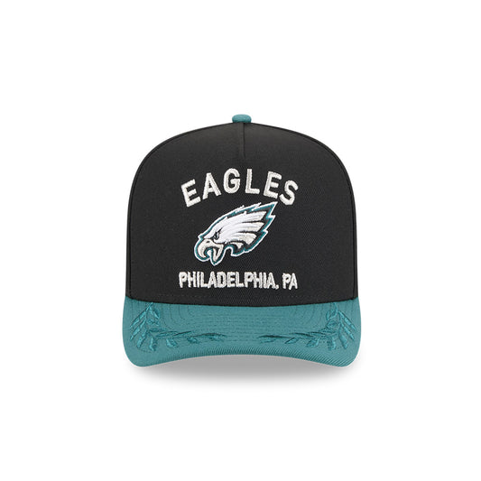 Philadelphia Eagles New Era 2025 NFL Draft A-Frame 9FIFTY Snapback Hat - Black/Green