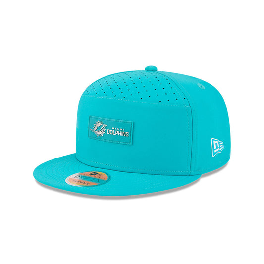 Miami Dolphins New Era 2025 Sideline Split Panel 9FIFTY Snapback Hat - Aqua