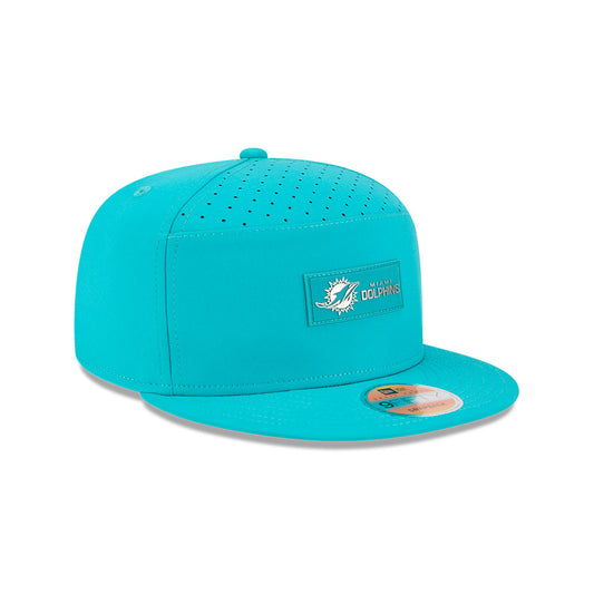 Miami Dolphins New Era 2025 Sideline Split Panel 9FIFTY Snapback Hat - Aqua