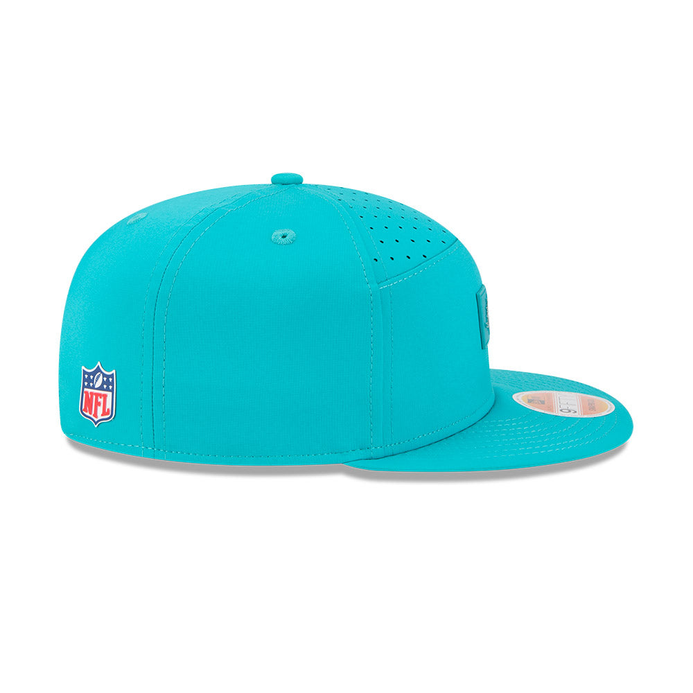 Miami Dolphins New Era 2025 Sideline Split Panel 9FIFTY Snapback Hat - Aqua