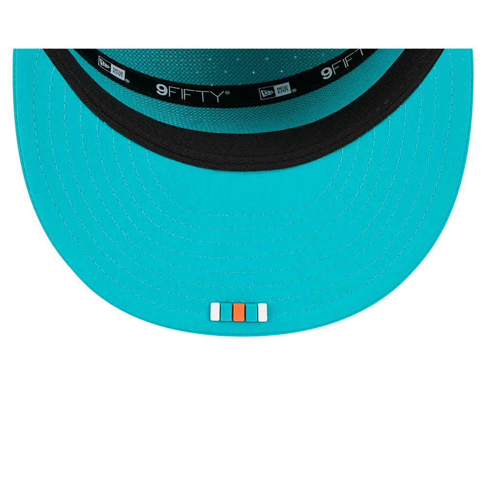 Miami Dolphins New Era 2025 Sideline Split Panel 9FIFTY Snapback Hat - Aqua