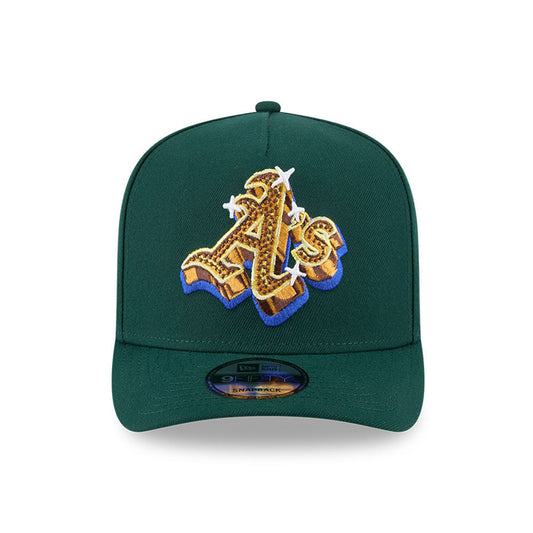 Oakland Athletics New Era EMBLEM A-Frame 9Fifty Snapback MLB Hat - Dark Green