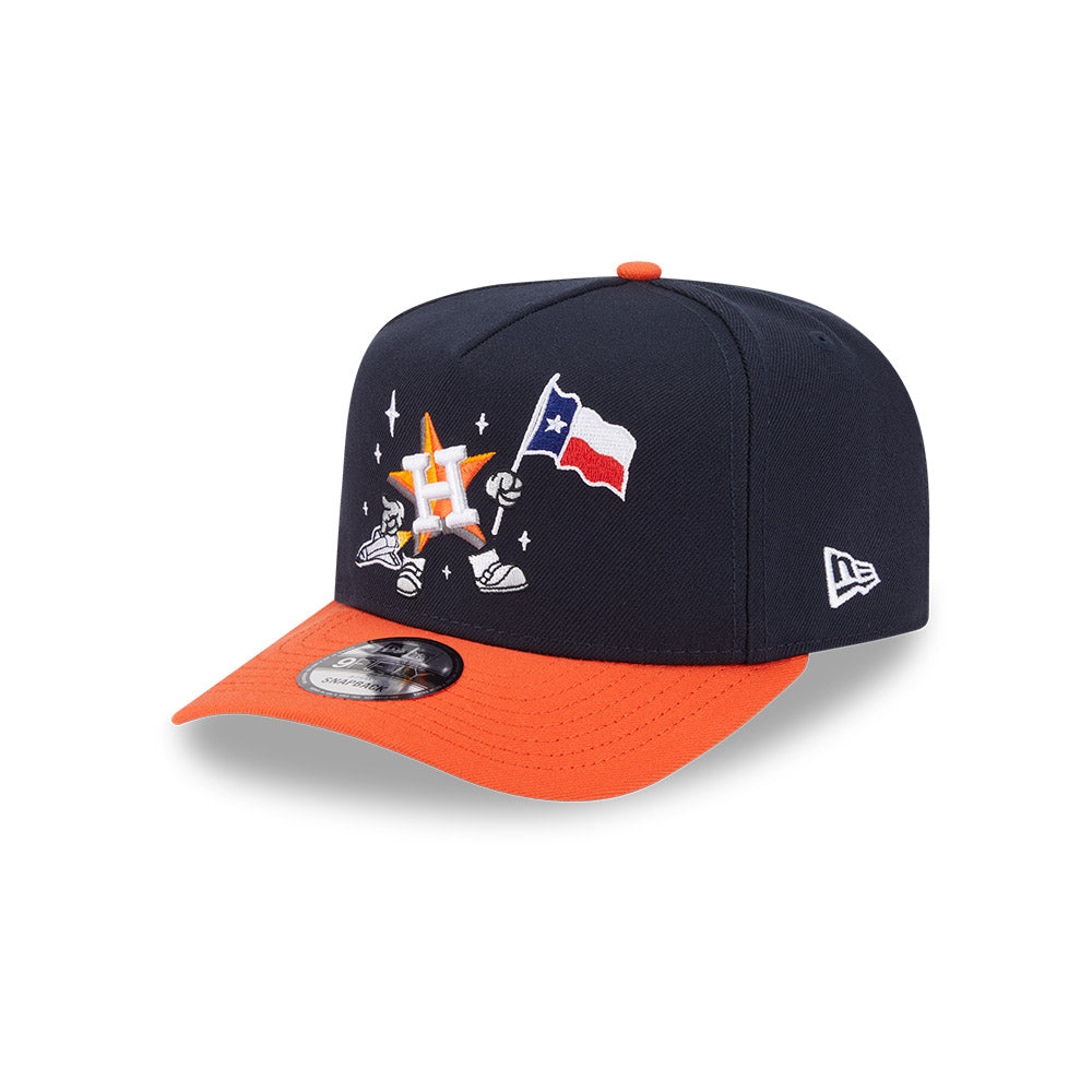Houston Astros New Era CARTOON SERIES A-Frame 9Fifty Snapback MLB Hat - Navy/Orange