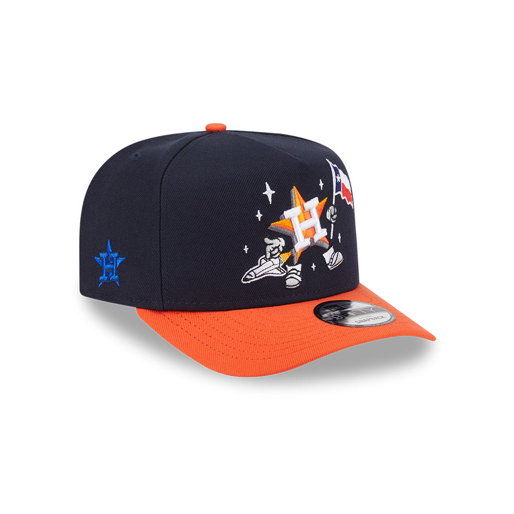 Houston Astros New Era CARTOON SERIES A-Frame 9Fifty Snapback MLB Hat - Navy/Orange