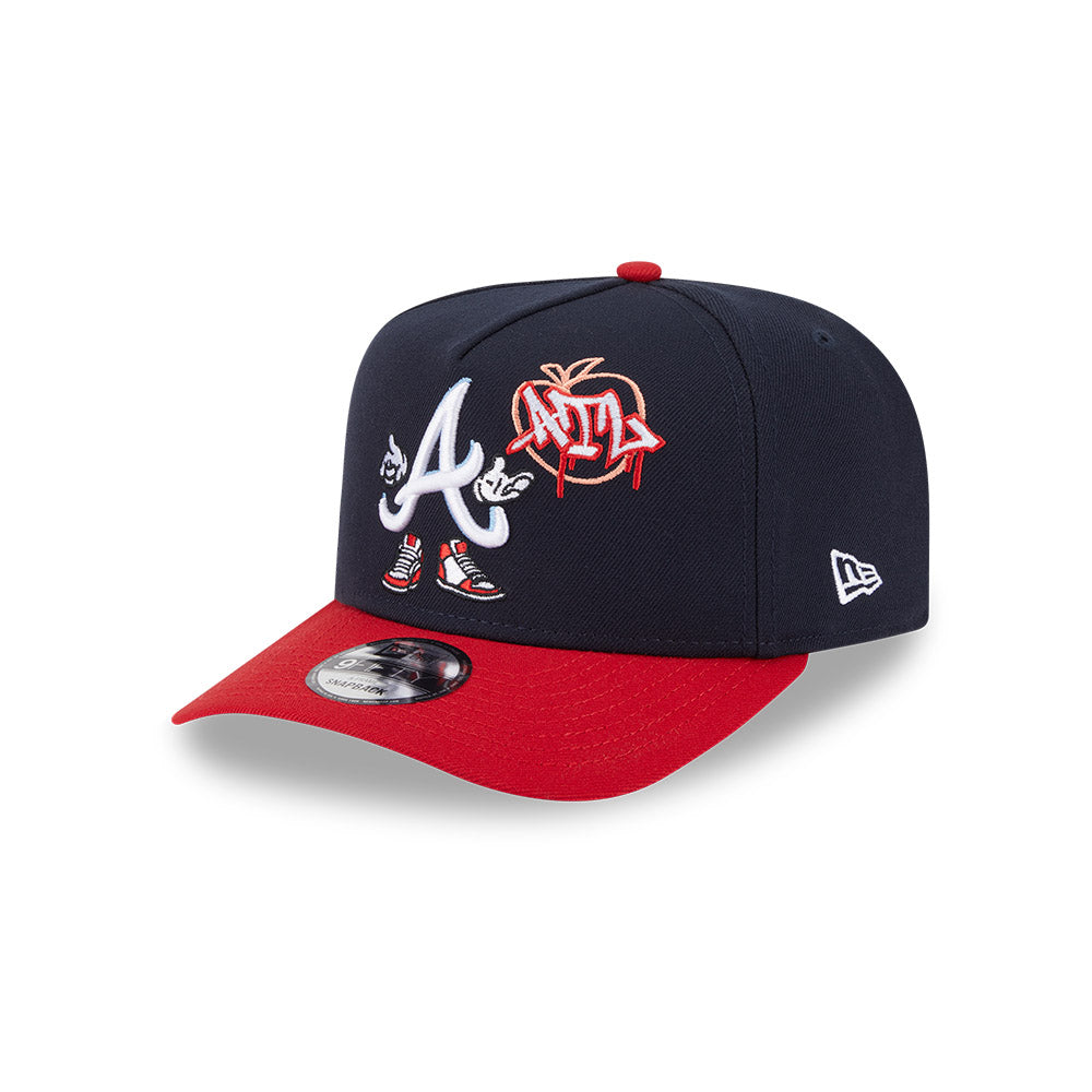 Atlanta Braves New Era CARTOON SERIES A-Frame 9Fifty Snapback MLB Hat - Navy/Red