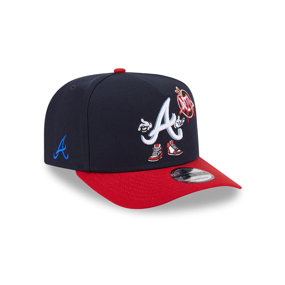 Atlanta Braves New Era CARTOON SERIES A-Frame 9Fifty Snapback MLB Hat - Navy/Red