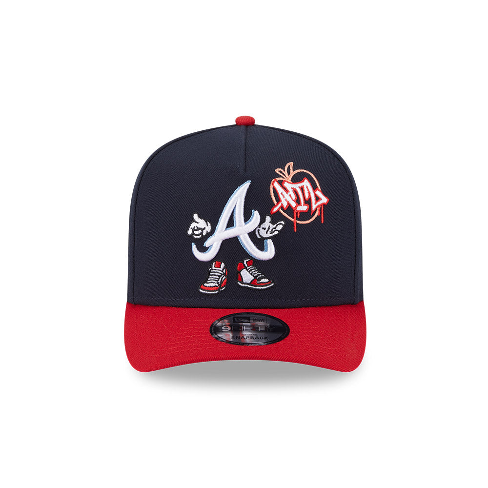 Atlanta Braves New Era CARTOON SERIES A-Frame 9Fifty Snapback MLB Hat - Navy/Red