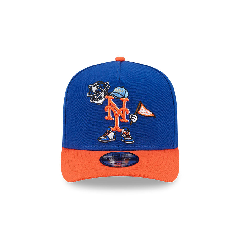 New York Mets New Era CARTOON SERIES A-Frame 9Fifty Snapback MLB Hat -Royal/Orange