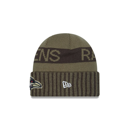 Baltimore Ravens New Era 2025 Salute to Service Cuffed Knit Hat - Dark Green