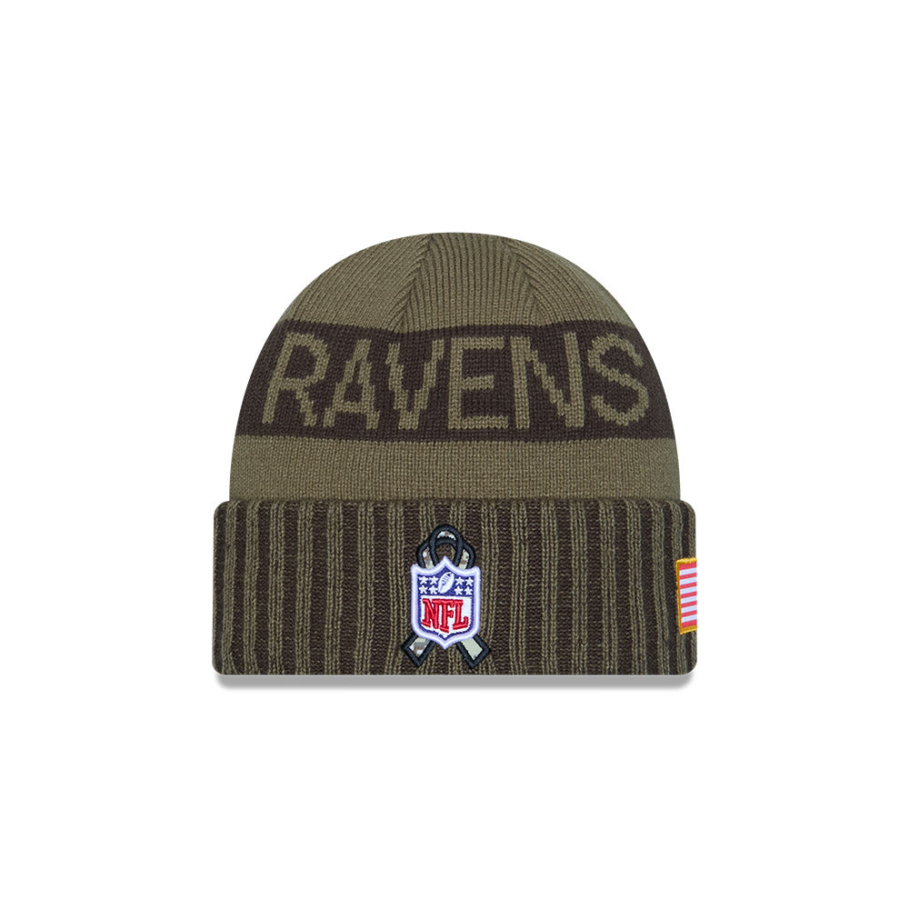 Baltimore Ravens New Era 2025 Salute to Service Cuffed Knit Hat - Dark Green