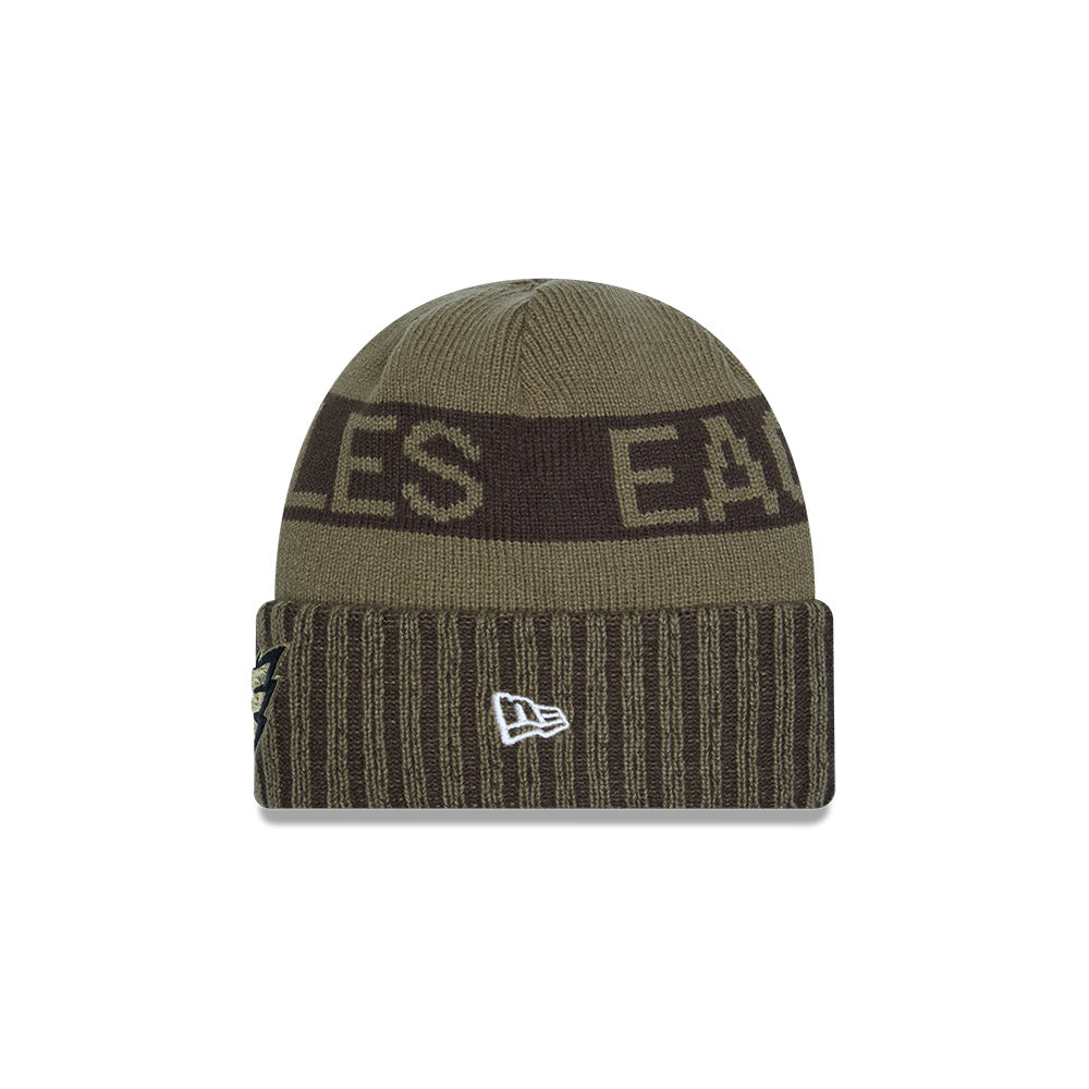 Philadelphia Eagles New Era 2025 Salute to Service Cuffed Knit Hat - Dark Green