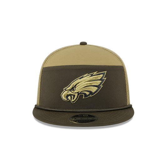 Philadelphia Eagles New Era 2025 Salute to Service Split Panel 9FIFTY Snapback Hat - Dark Green