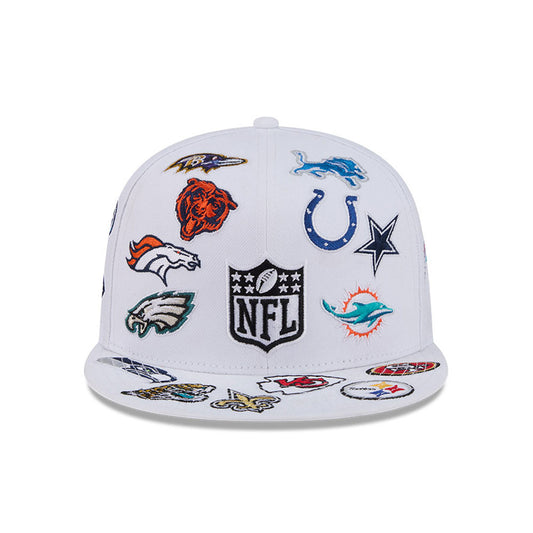 NFL New Era ALL OVER LOGO Exclusive 59Fifty Fitted Hat - White/Team Color