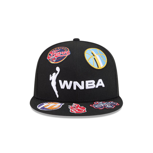 WNBA New Era ALL OVER LOGO Exclusive 59Fifty Fitted Hat - Black/Team Color