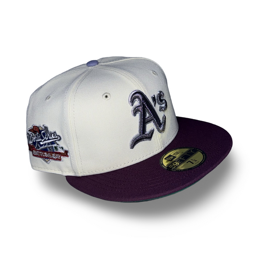 Oakland Athletics "BAY CONNECT" Exclusive New Era 59Fifty Fitted Hat - Chrome/Plum