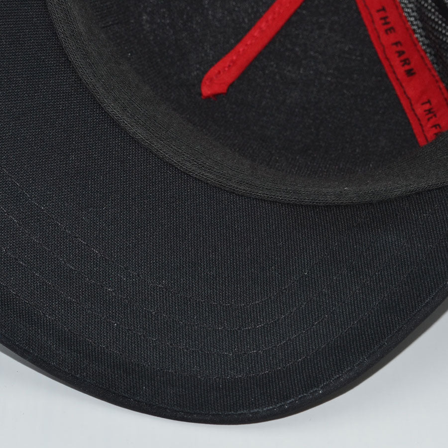 THE DEEP COVER HIPPO Goorin Bros Mesh Trucker Snapback Hat -Black Smoke/Red