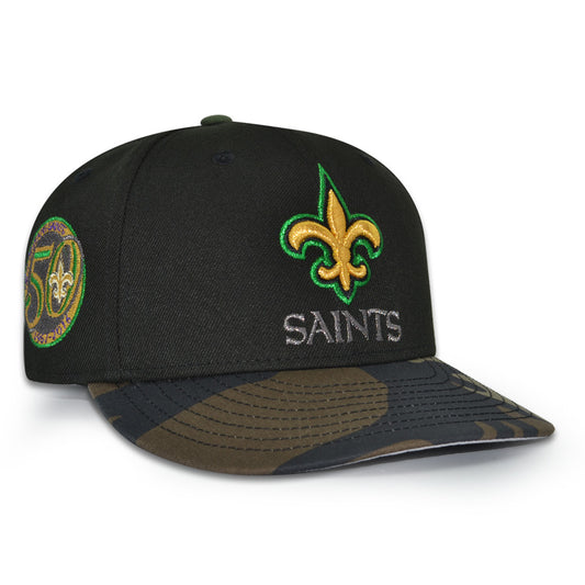 New Orleans Saints "FAT TUESDAY" Exclusive New Era 59Fifty Fitted Hat - Black/Woodland Camo