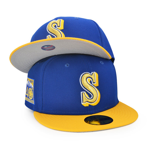 Seattle Mariners 40th ANNIVERSARY Exclusive New Era 59Fifty Fitted Hat - Lt.Royal/AGold