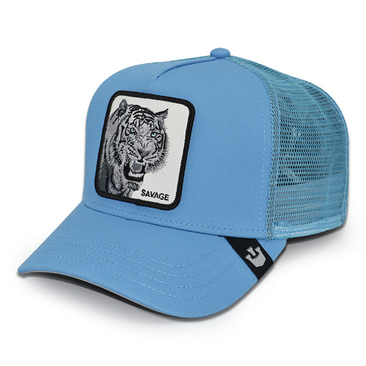 THE SAVAGE TIGER Goorin Bros Mesh Trucker Snapback Hat -Sky