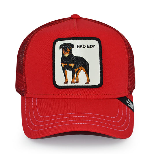 THE BADDEST BOY ROTTWEILER Goorin Bros Mesh Trucker Snapback Hat - Red