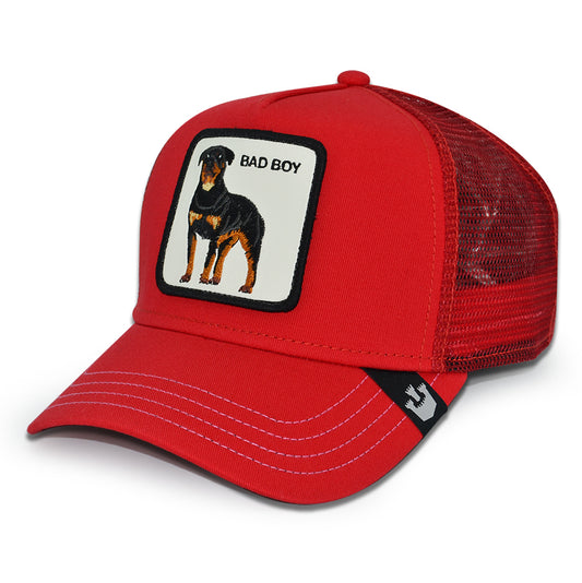 THE BADDEST BOY ROTTWEILER Goorin Bros Mesh Trucker Snapback Hat - Red