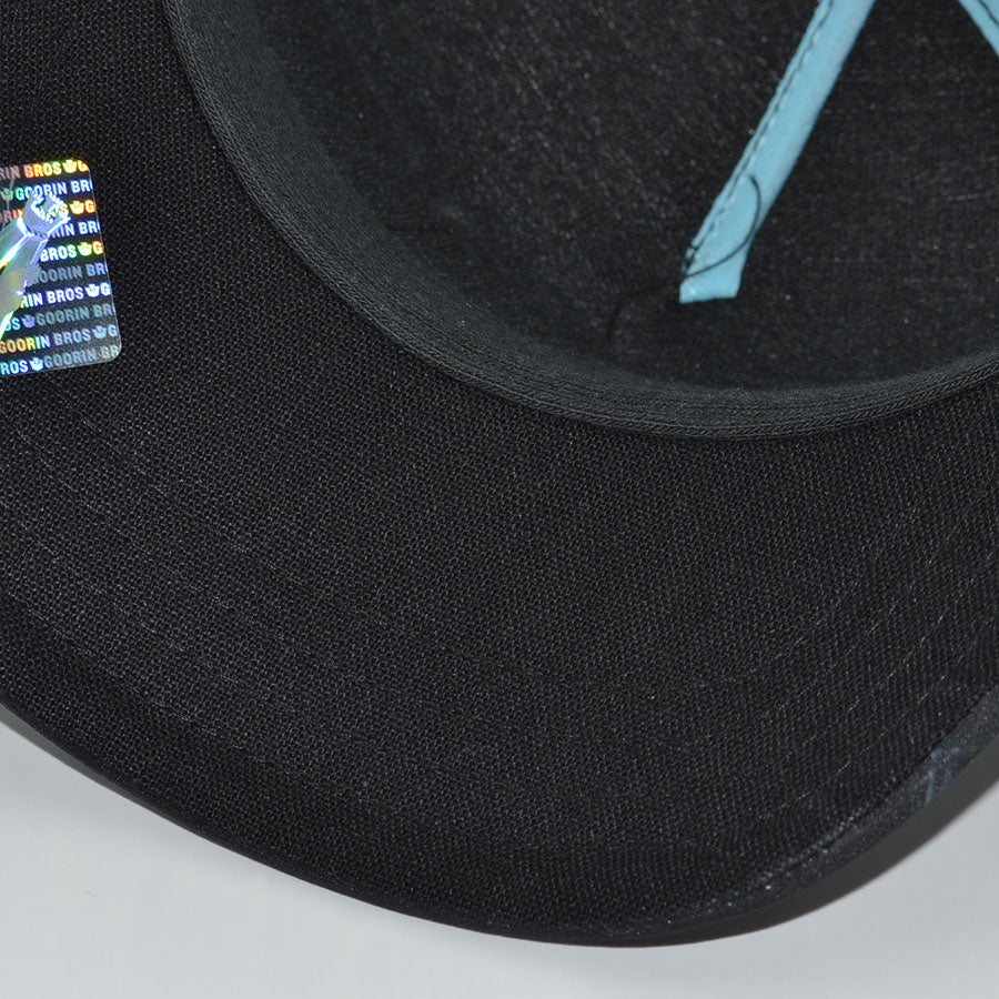 THE NEW JACK CITY RABBIT Goorin Bros Mesh Trucker Snapback Hat -Black Smoke /Teal