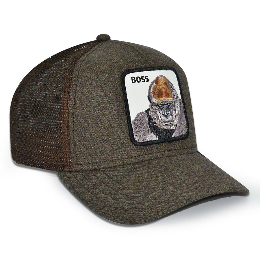THE TOP BOSS APE Goorin Bros Mesh Trucker Snapback Hat -Special Brown
