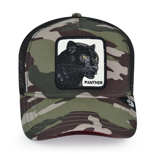 THE PANTHERS CAMO STRIKE Goorin Bros Mesh Trucker Snapback Hat - Woodland Camo