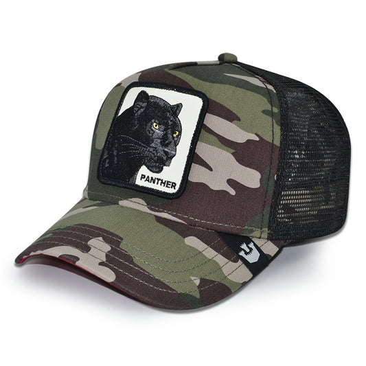 THE PANTHERS CAMO STRIKE Goorin Bros Mesh Trucker Snapback Hat - Woodland Camo