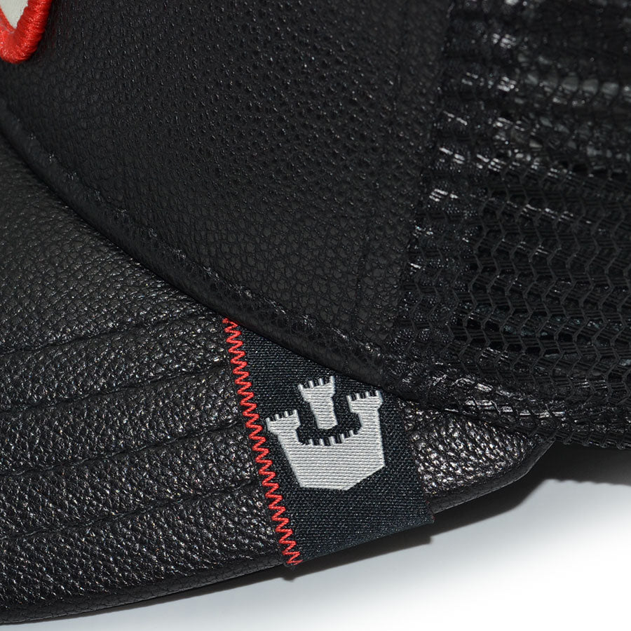 THE COCK WILL PREVAIL Goorin Bros Mesh Trucker Snapback Hat - Black Leather